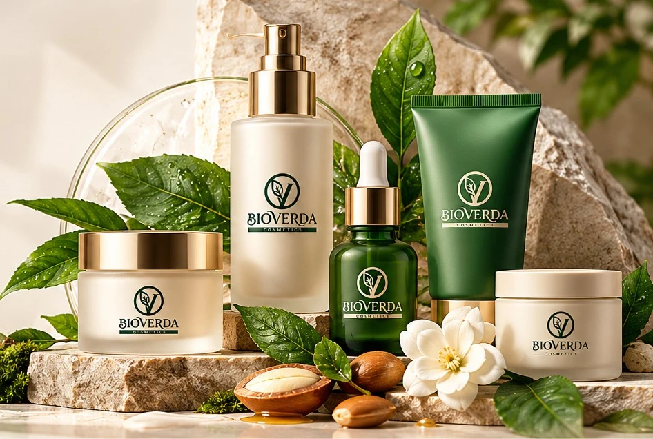 BIOVERDA cosmetic packaging concept with botanical styling